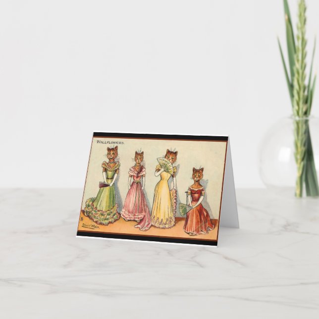 Louis Wain Wallflower Girl Cats Thank You Card (Front)