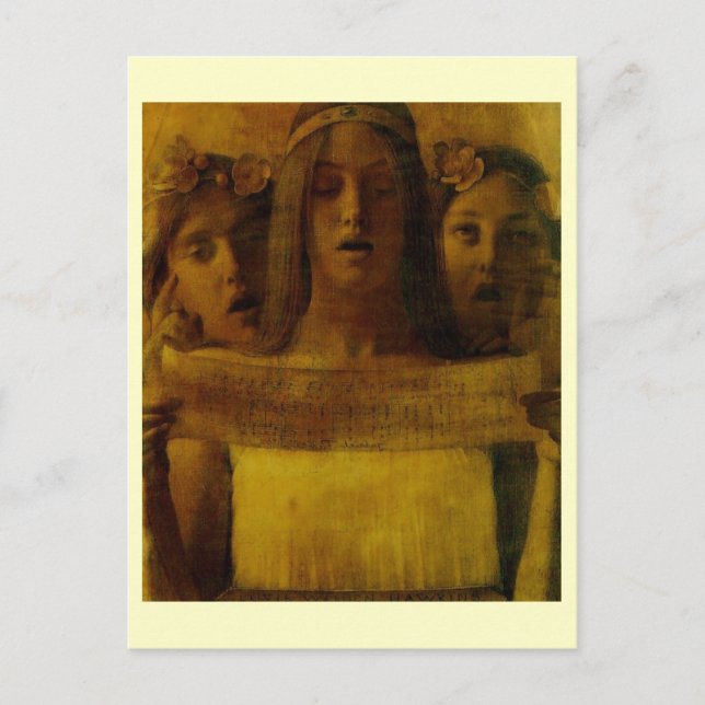 Louis Welden Hawkins,  Girls Singing Music ca.1890 Postcard (Front)
