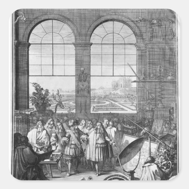 Louis XIV  and his Entourage Visiting Square Sticker (Front)