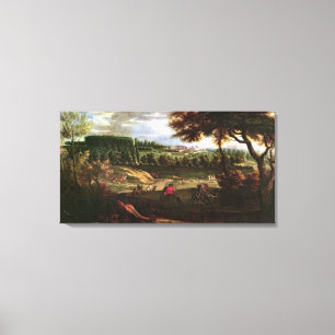 Louis XIV Hunting at Marly with a View Canvas Print