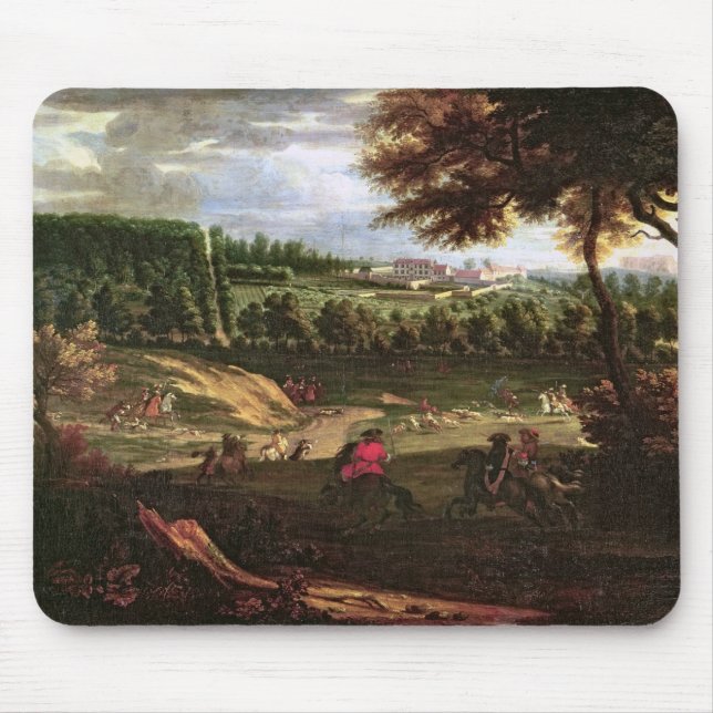 Louis XIV  Hunting at Marly with a View Mouse Pad (Front)