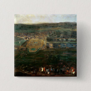 Louis XIV  hunting near chateau of Fontainebleau 15 Cm Square Badge