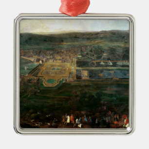 Louis XIV hunting near chateau of Fontainebleau Metal Tree Decoration