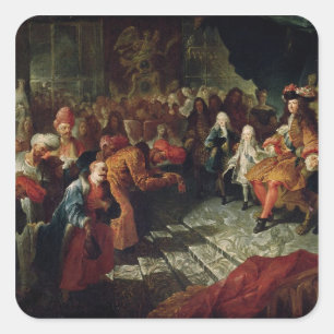 Louis XIV receiving the Persian Ambassador Square Sticker