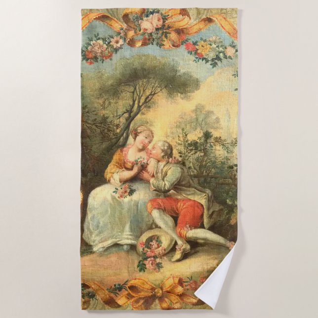 Louis XV Couple Beach Towel (Front)