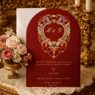 Louis XV Rococo Crest Monogram Photo Invitation