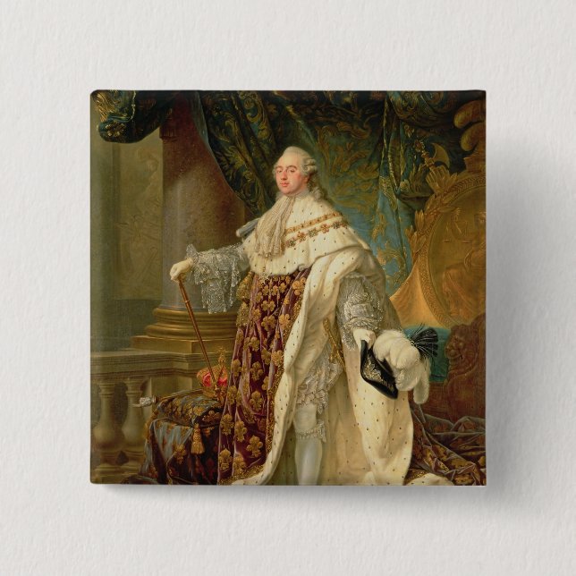 Louis XVI (1754-93) (oil on canvas) 15 Cm Square Badge (Front)