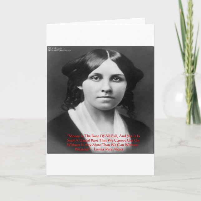 Louisa May Alcott "Money Evil" Wisdom Quote Gifts Card (Front)