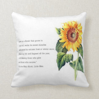 Louisa May Alcott quote w/ Vintage Sunflower Cushion