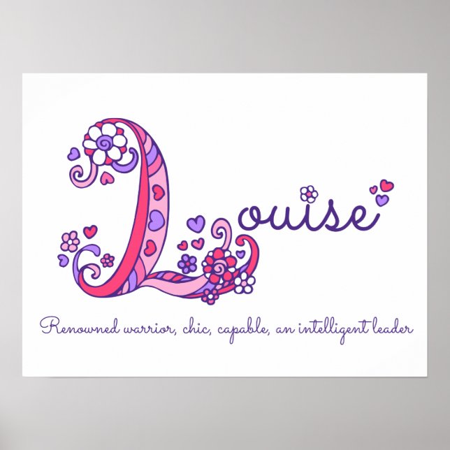 Louise initial L doodle heart art name meaning Poster (Front)