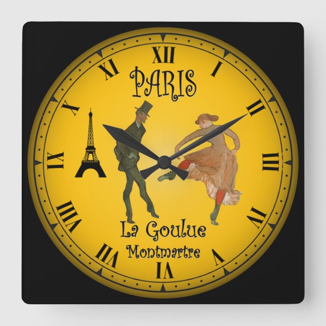 Louise Weber ~ Montmartre ~ Champs-Elysees ~ Square Wall Clock (Front)