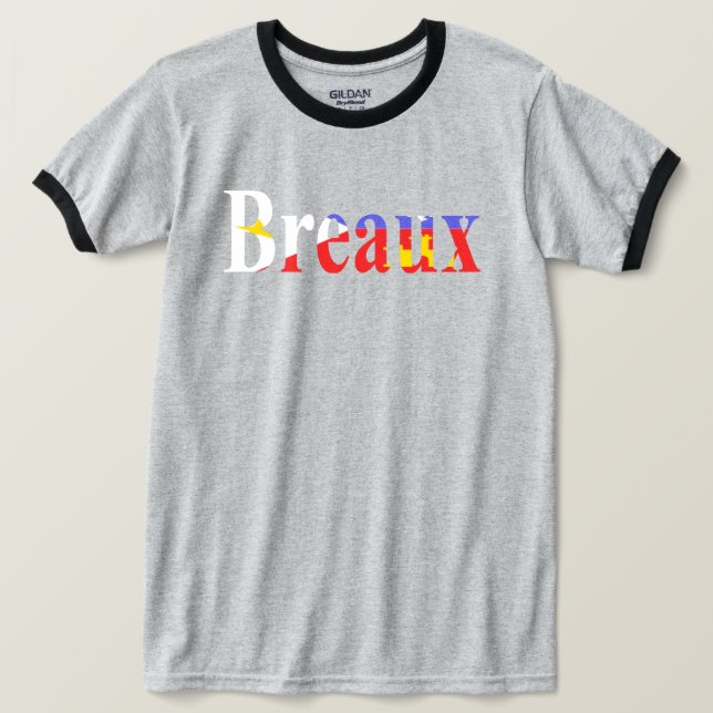 Louisiana Acadian Flag Breaux Cajun Pride Heart T-Shirt (Design Front)