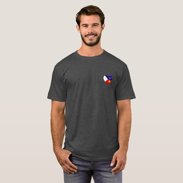 Louisiana Acadian Flag Fontenot Cajun Pride Heart T-Shirt (Front Full)