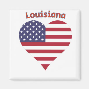 Louisiana American Flag Heart Magnet