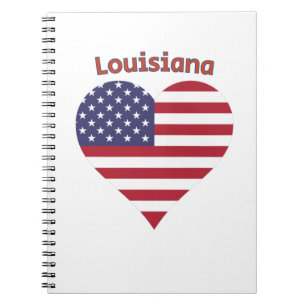 Louisiana American Flag Heart Notebook