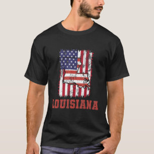 Louisiana American Flag With The Great State Of L T-Shirt