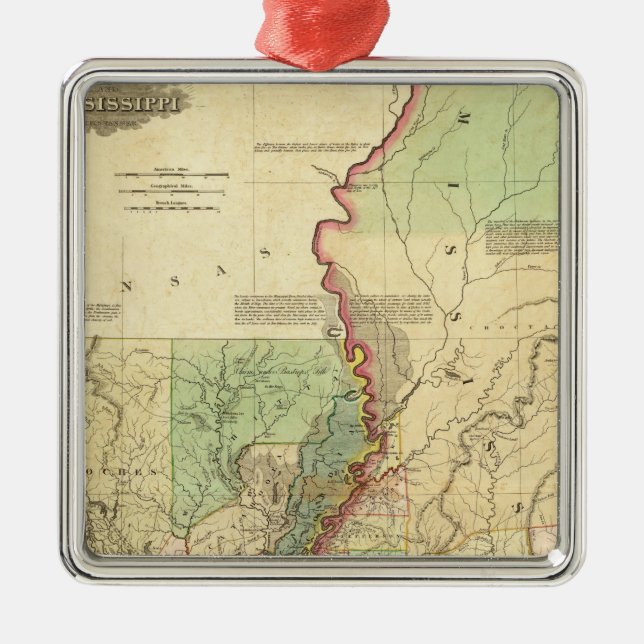 Louisiana and Mississippi Metal Tree Decoration (Front)