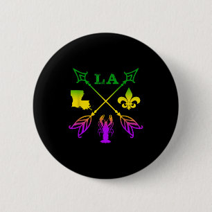 Louisiana Arrow Mardi Gras , Uni-adult, Black, Sma 6 Cm Round Badge