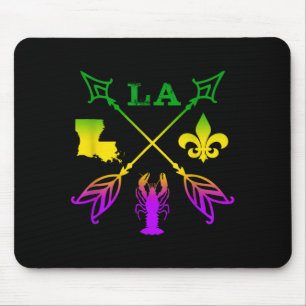 Louisiana Arrow Mardi Gras , Uni-adult, Black, Sma Mouse Pad