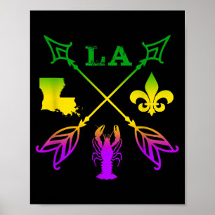 Louisiana Arrow Mardi Gras , Uni-adult, Black, Sma Poster