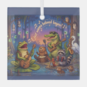 Louisiana Bayou Critter Band - Beloved Bayou! Glass Tree Decoration