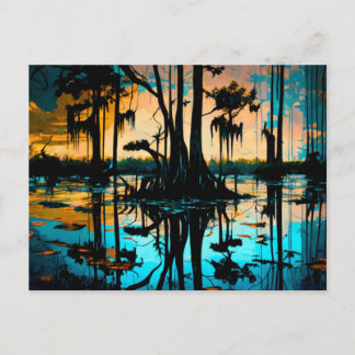 Louisiana Bayou Sunset Postcard