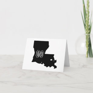 Louisiana Black White Vine Monogram DIY BG Thank You Card