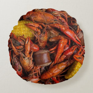 Louisiana Boiled Crawfish, New Orleans, Funny Round Cushion