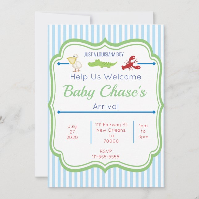 Louisiana Boy Baby Shower Invitation (Front)