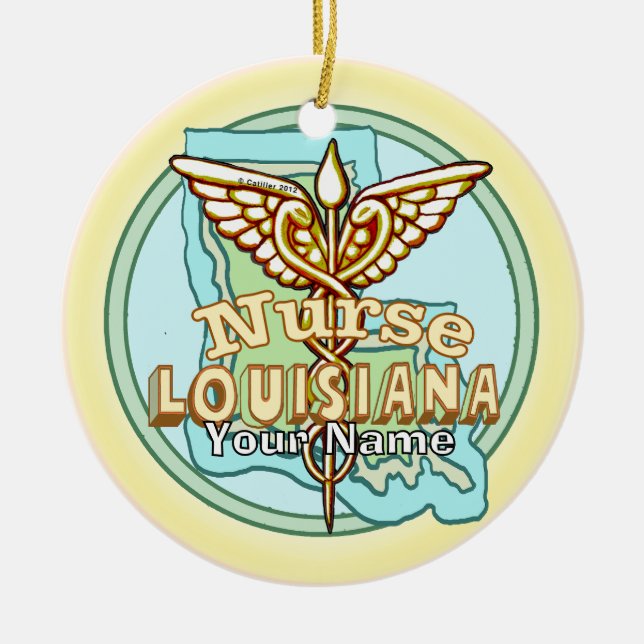 Louisiana Caduceus Nurse  Ceramic Tree Decoration (Front)