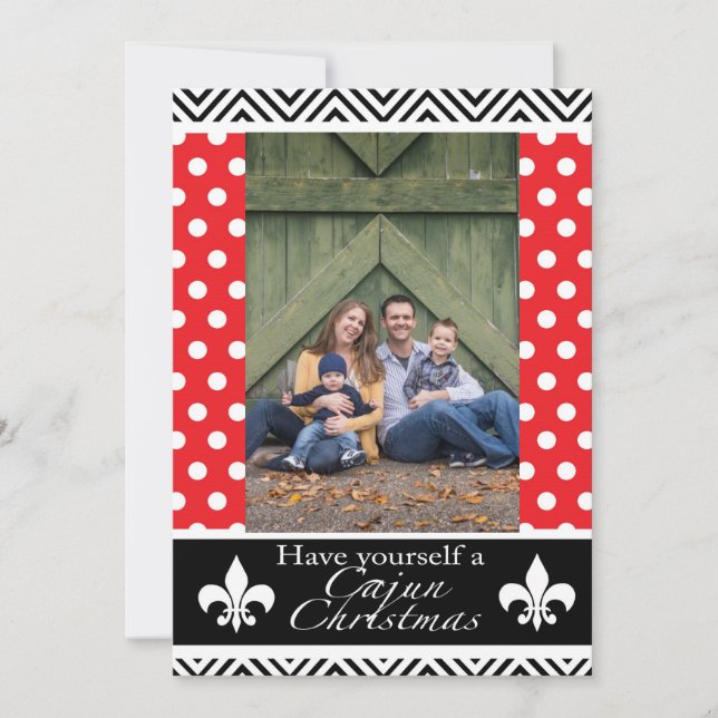 Louisiana Cajun Christmas- Red & Black Design Holiday Card (Front)