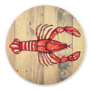Louisiana Cajun Crawfish & Wood Planks Ceramic Knob