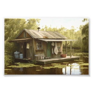 Louisiana, Cajun Swamp, Boathouse, Swamp, NOLA Photo Print