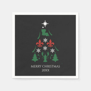 Louisiana Christmas Holiday Cajun  Napkin