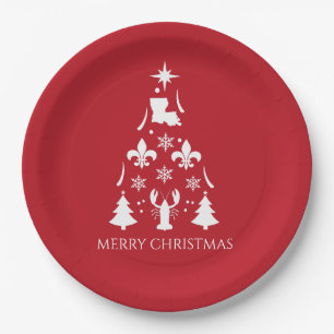Louisiana Christmas Holiday Cajun  Paper Plate