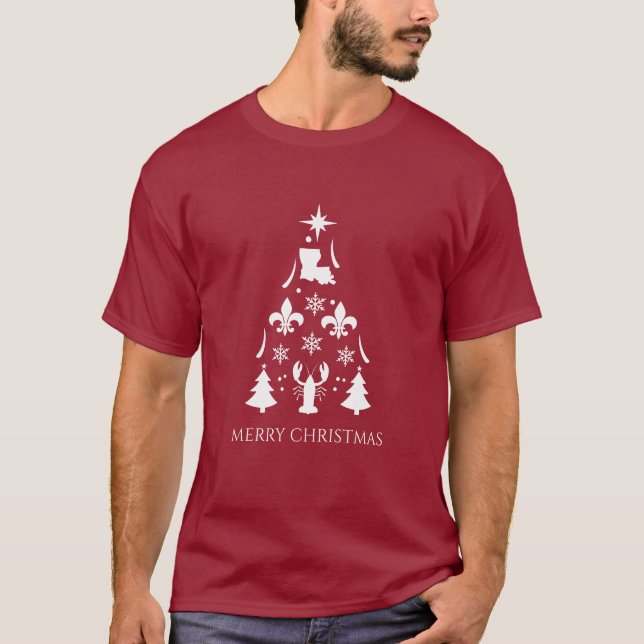 Louisiana Christmas Holiday Cajun  T-Shirt (Front)
