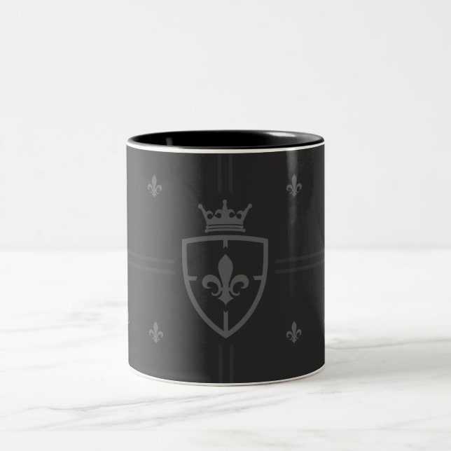 Louisiana Coat Of Arms Fleur De Lis Two-Tone Coffee Mug (Center)