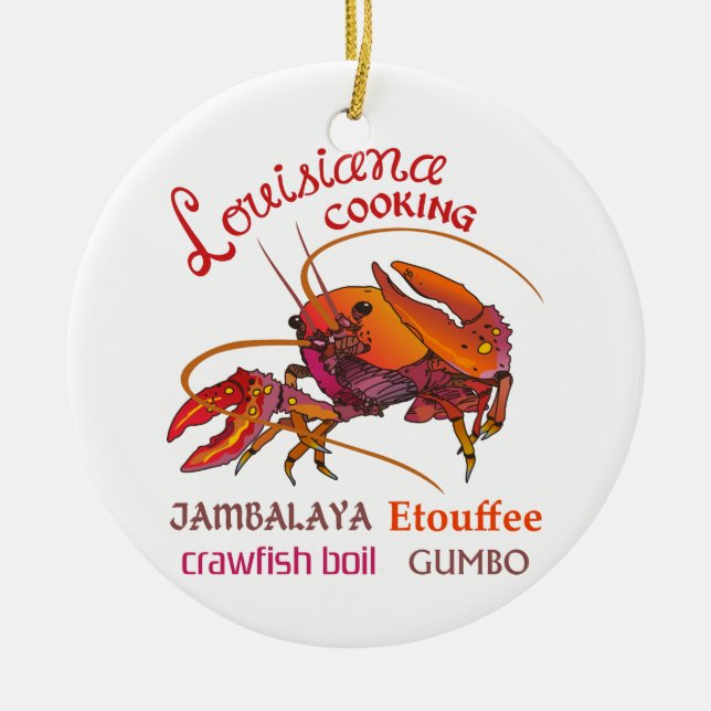 Louisiana Cooking Ceramic Tree Decoration (Front)