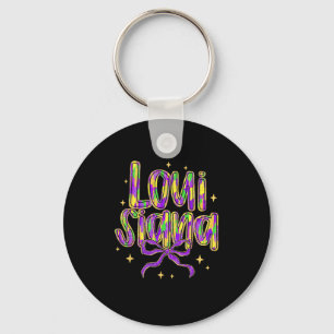 Louisiana Coquette Bow Colourful Mardi Gras Carniv Key Ring