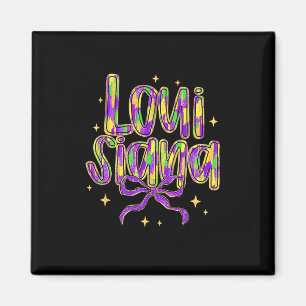 Louisiana Coquette Bow Colourful Mardi Gras Carniv Magnet