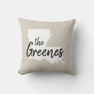 Louisiana Family Monogram State Throw Pillow