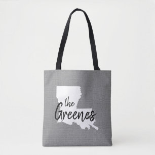 Louisiana Family Monogram State Tote Bag