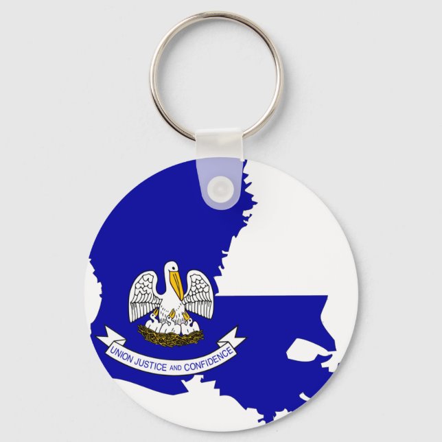Louisiana Flag Map Key Ring (Front)