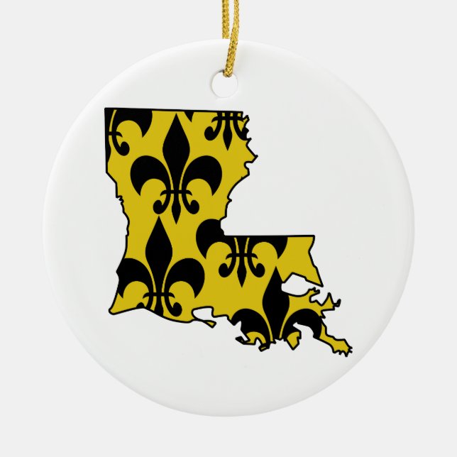 Louisiana Fleur de Lis Ceramic Tree Decoration (Front)