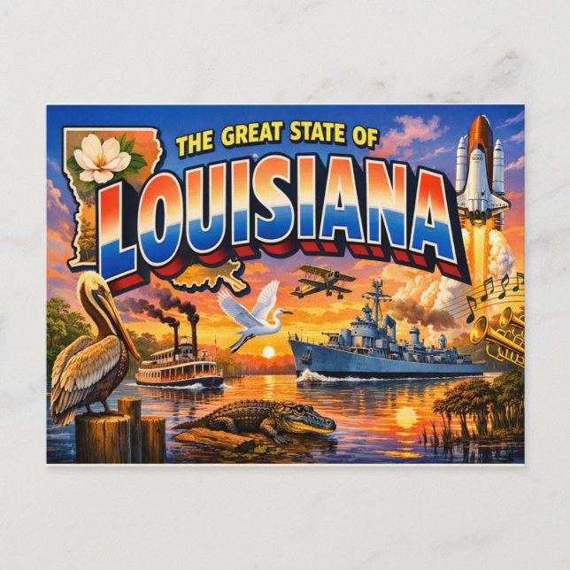 Louisiana Greetings Postcard  (Front)