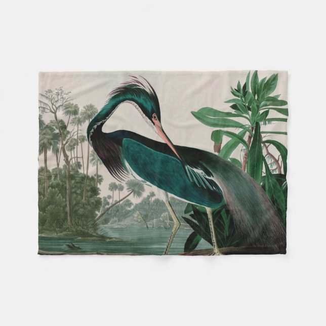 Louisiana Heron Birds of America Audubon Print Fleece Blanket (Front (Horizontal))