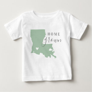 Louisiana Home Grown   Editable Colours State Map Baby T-Shirt