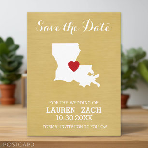Louisiana Home State Map - Wedding Save the Date Announcement Postcard