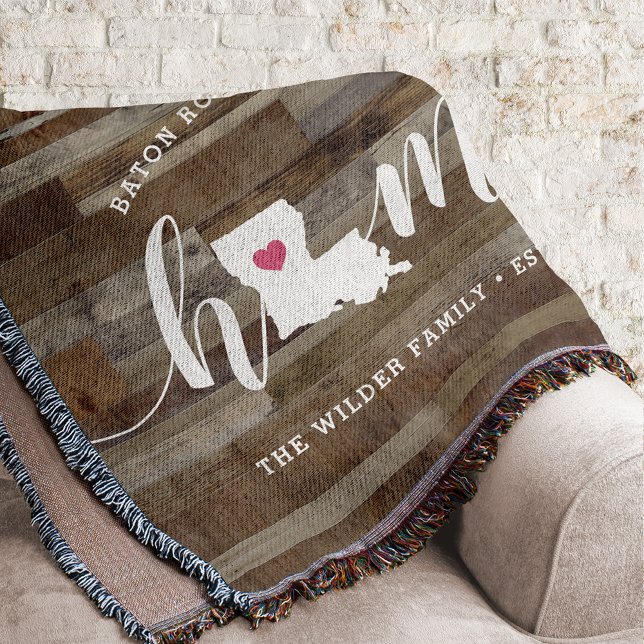 Louisiana Home State Personalised Wood Look Throw Blanket (Creator Uploaded)