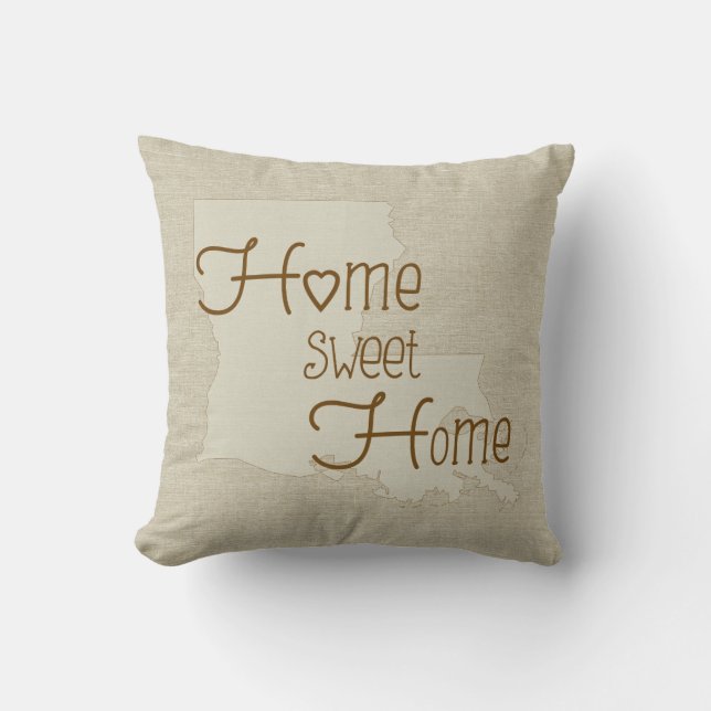 Louisiana-Home Sweet Home burlap-look custom name Cushion (Front)